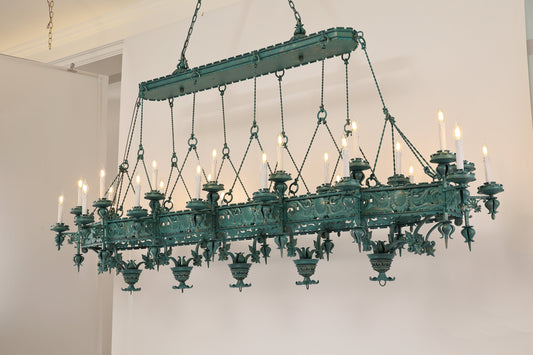 Celestial Verdigris: Gothic Bronze Patina Chandelier by Jewellery Top