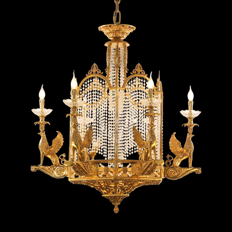 19th Century Griffin Vintage Brass Chandelier - Jewellery Top Lighting