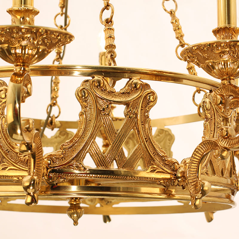 2.7' Brass Wheel Chandelier - Jewellery Top Lighting