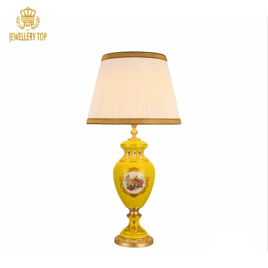 Luxury French Table Lamp with Rococo Gold Details & Pleated Shade