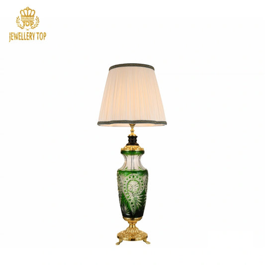 JEWELLERY TOP Royal Renaissance Emerald Leaded-Glass Table Lamp