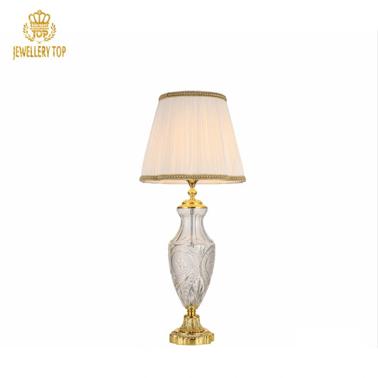 24PBO Leaded-Glass Lamp with Baroque Floral Engravings