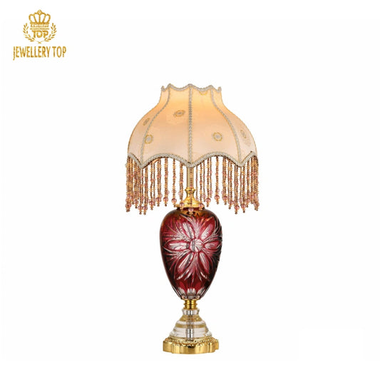 Handcrafted Parisian-Style Leaded-Glass Lighting Centerpiece