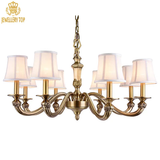 Bronze chandelier with curved arms and warm glow for cozy spaces