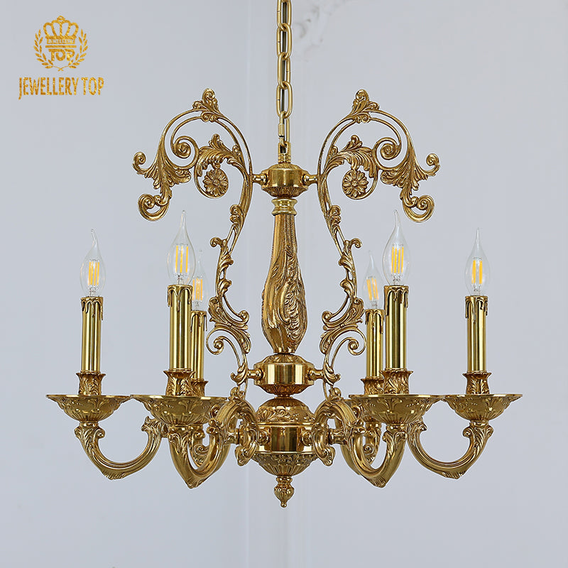 hand carving brass candle chandelier