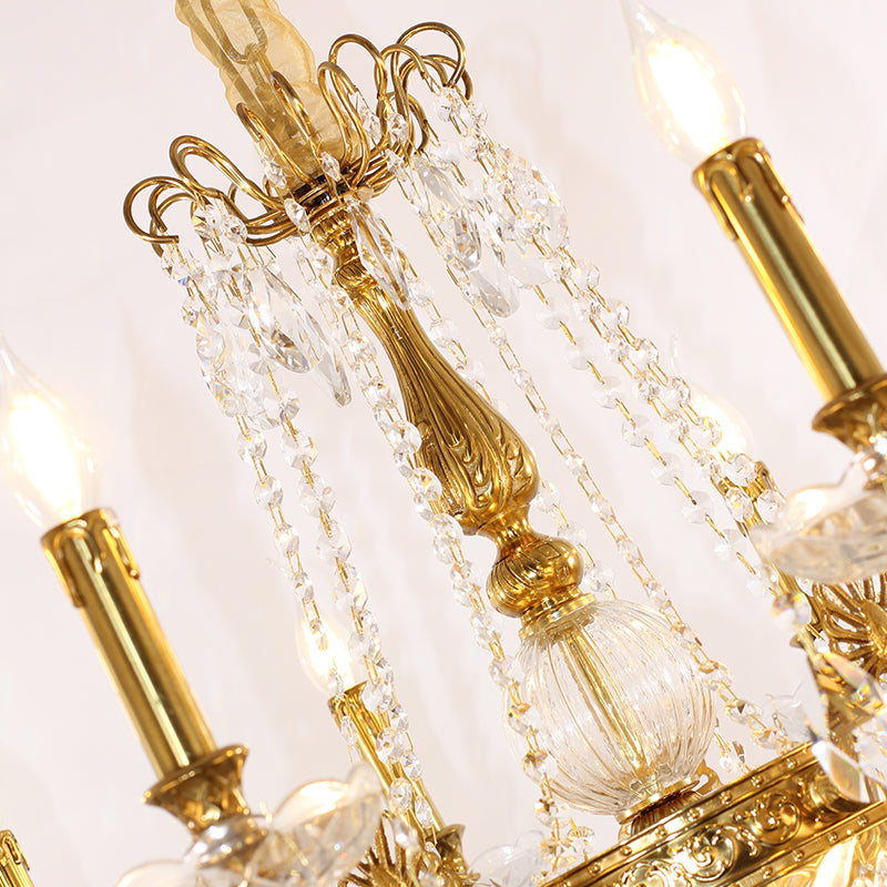 Sparkling crystal accents on the classical chandelier