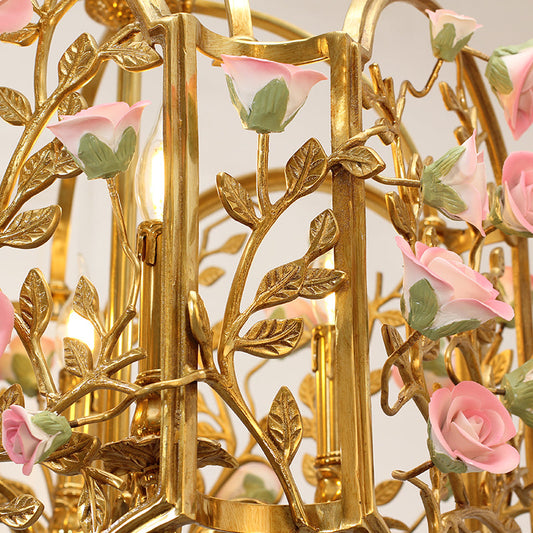 Close-up of brass details on the pendant lamp