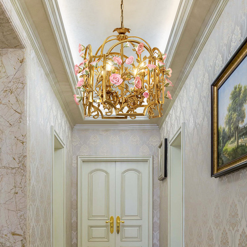 Intricate cage design on the rococo pendant lamp