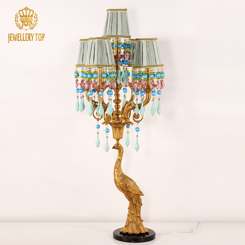 Celestia Plumage Vintage Table Lamp with Peacock Design full view