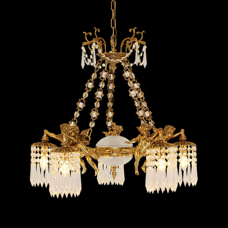 Celestial Cherubs Brass Antique Chandelier