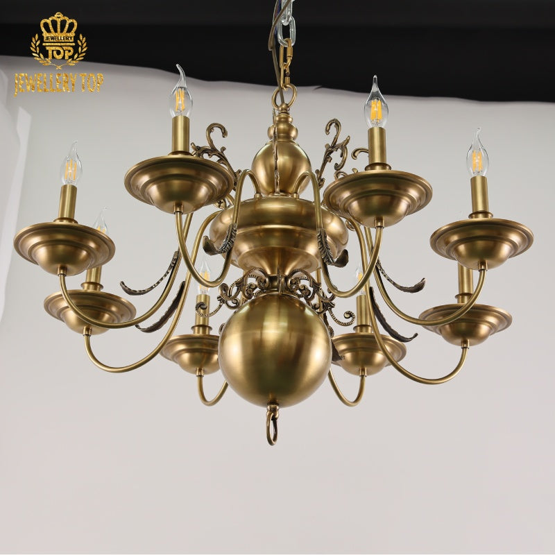 Hand-forged Georgian chandelier central sphere with botanical engravings