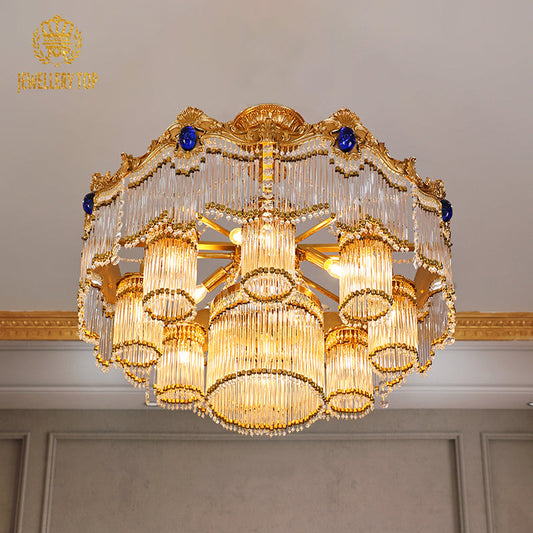 Intricate brass detailing on the Celestial Sovereign Royal Chandelier