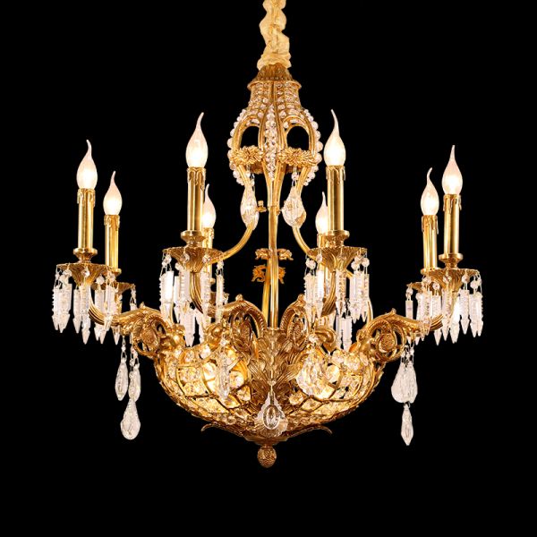 Celestial Vintage Brass Chandelier - 8 Arms - Jewellery Top Lighting