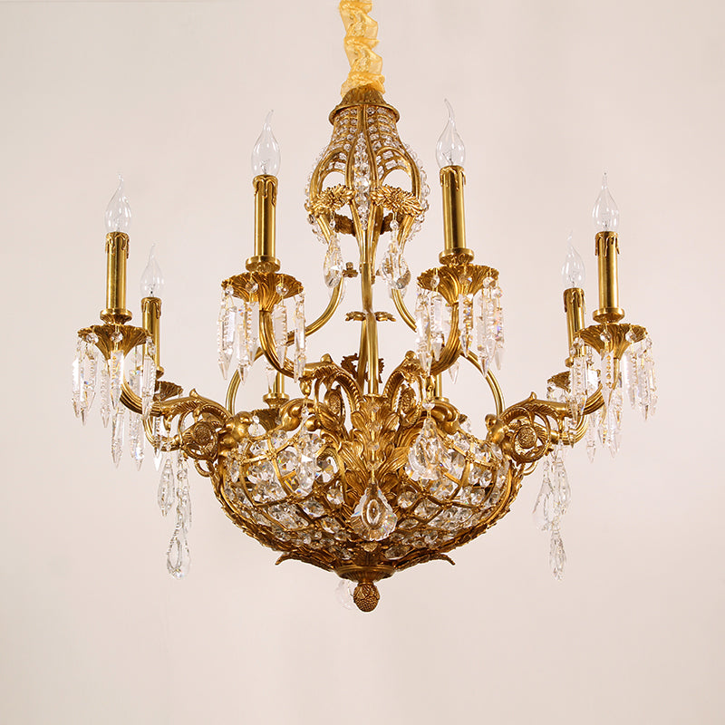 Elegant vintage brass chandelier radiating luxurious light