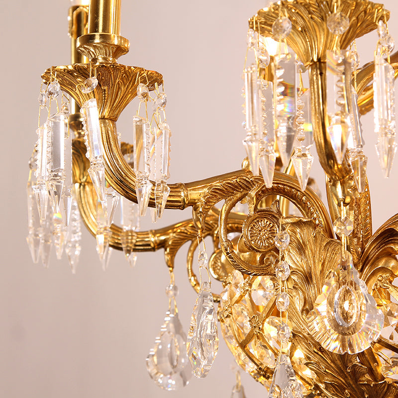 Antique lighting design featuring a handcrafted brass chandelier