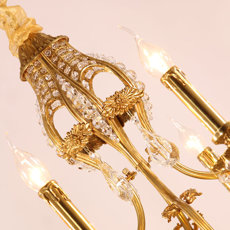 Luxury lighting fixture with vintage brass and crystal embellishments