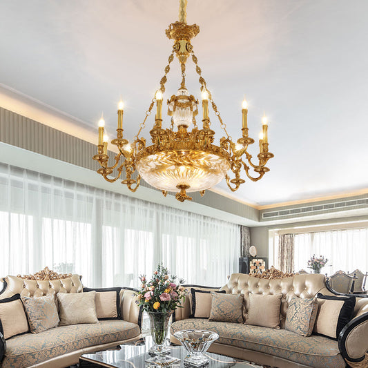 Elevated interior illuminated by antique french chandelier design