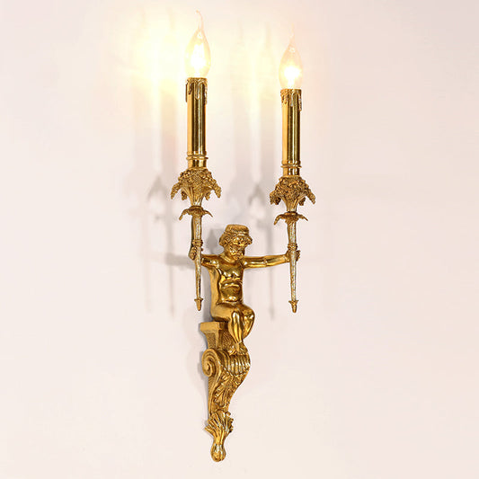 Cherub Flame Brass Wall Lights - Jewellery Top Lighting