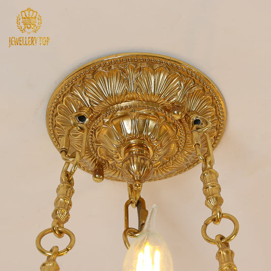 Detailed brass craftsmanship on the vintage pendant lamp