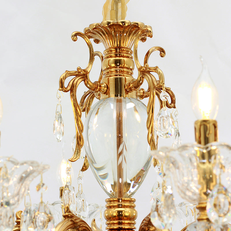 Close-up of brass detailing on the Eos Golden Twilight Vintage Chandelier
