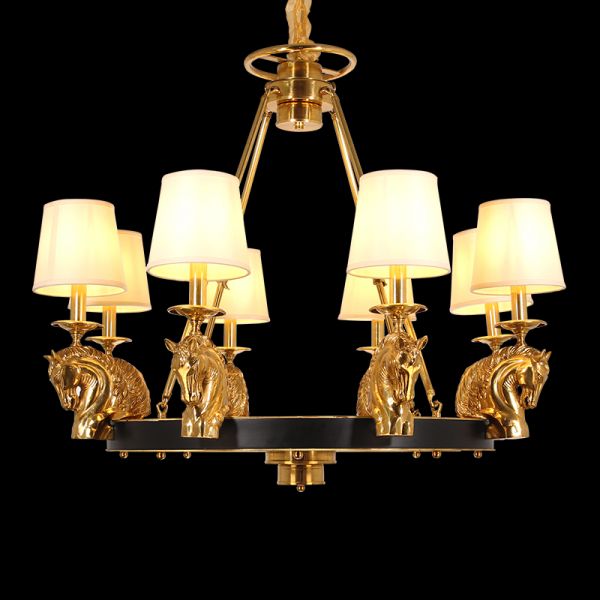 Equestrian Majesty Horse Wheel Chandelier 2.46'/2.95' - Jewellery Top Lighting