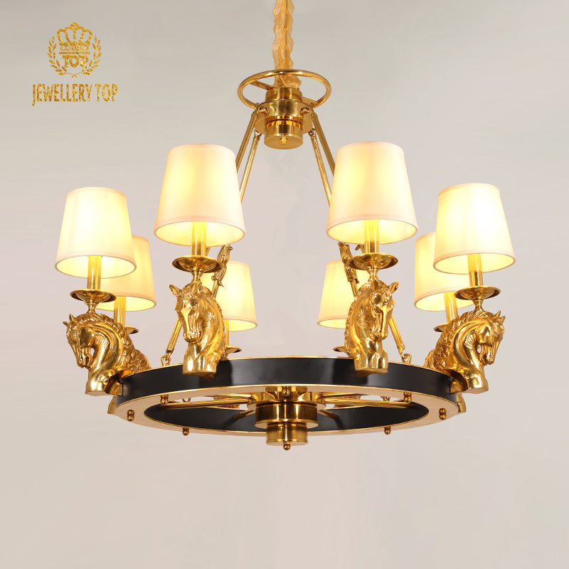 Equestrian Majesty Horse Wheel Chandelier 2.46'/2.95' - Jewellery Top Lighting