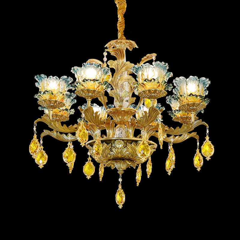 Farmhouse Green Glass Chandelier - Jewellery Top Lighting