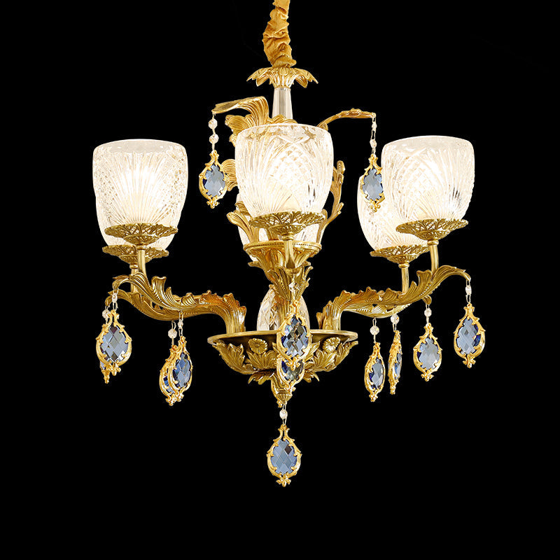 Farmhouse Green Glass Chandelier - Jewellery Top Lighting