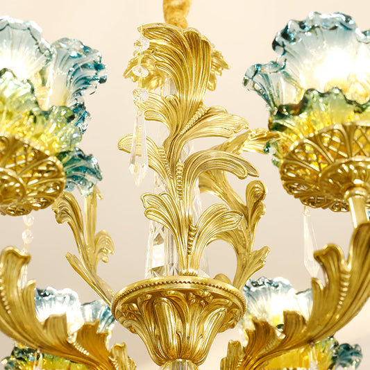 Farmhouse Green Glass Chandelier - Jewellery Top Lighting