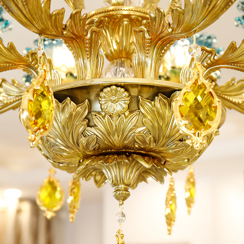Farmhouse Green Glass Chandelier - Jewellery Top Lighting