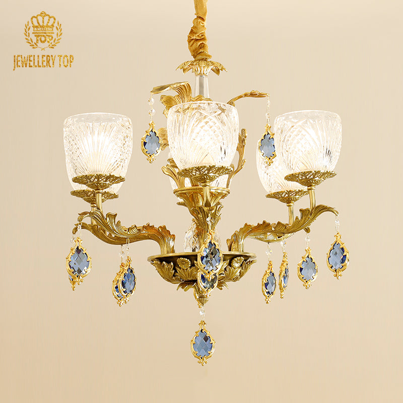 Farmhouse Green Glass Chandelier - Jewellery Top Lighting