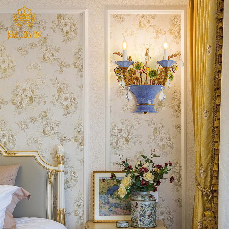 Florence Bloom Ceramic Wall Sconce - Jewellery Top Lighting