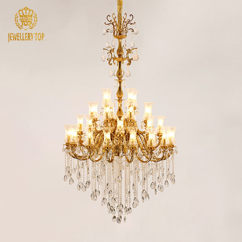 French Baccarat Glass Chandelier 2.36'/2.62' - Jewellery Top Lighting