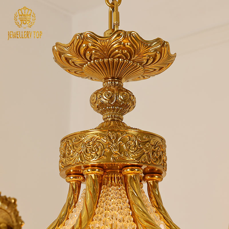 French Brass Chandelier in Rococo Style - Jewellery Top Lighting