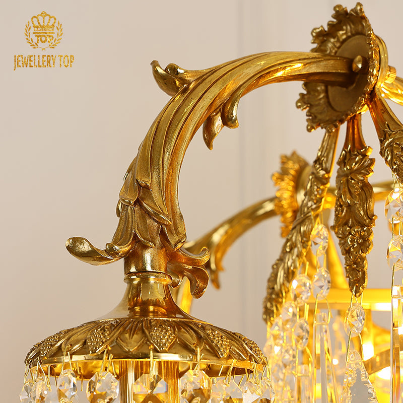 French Brass Chandelier in Rococo Style - Jewellery Top Lighting