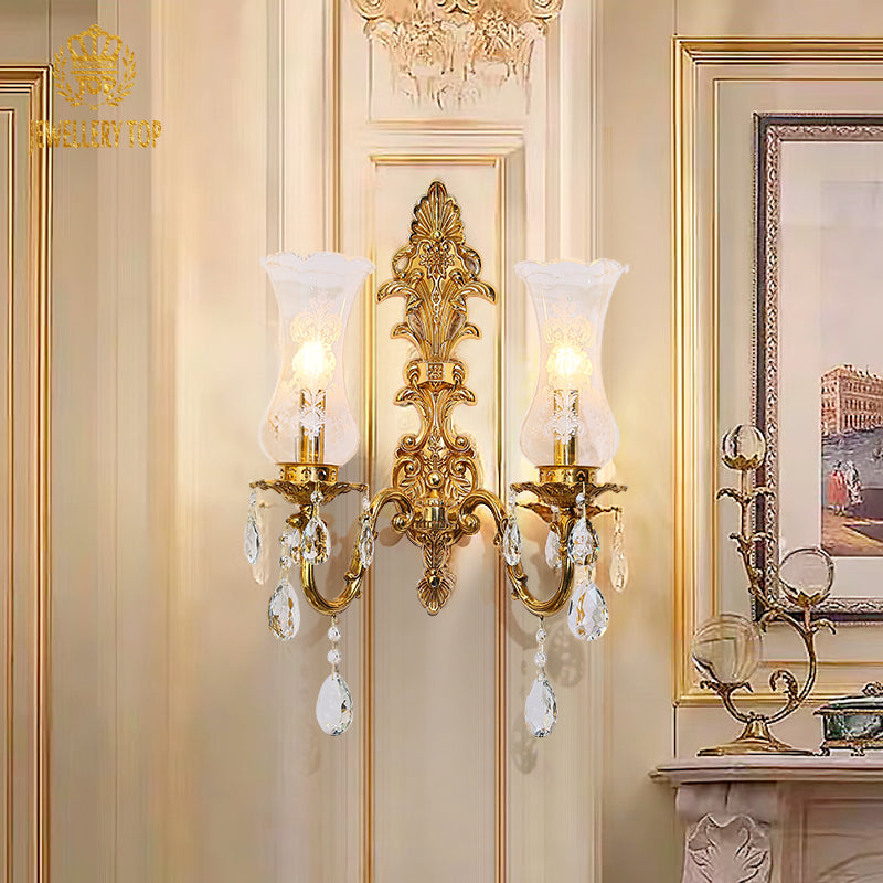 French Brass Wall Lamp - Jewellery Top Lighting