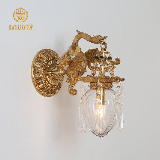 French Brass Wall Lamp - Jewellery Top Lighting
