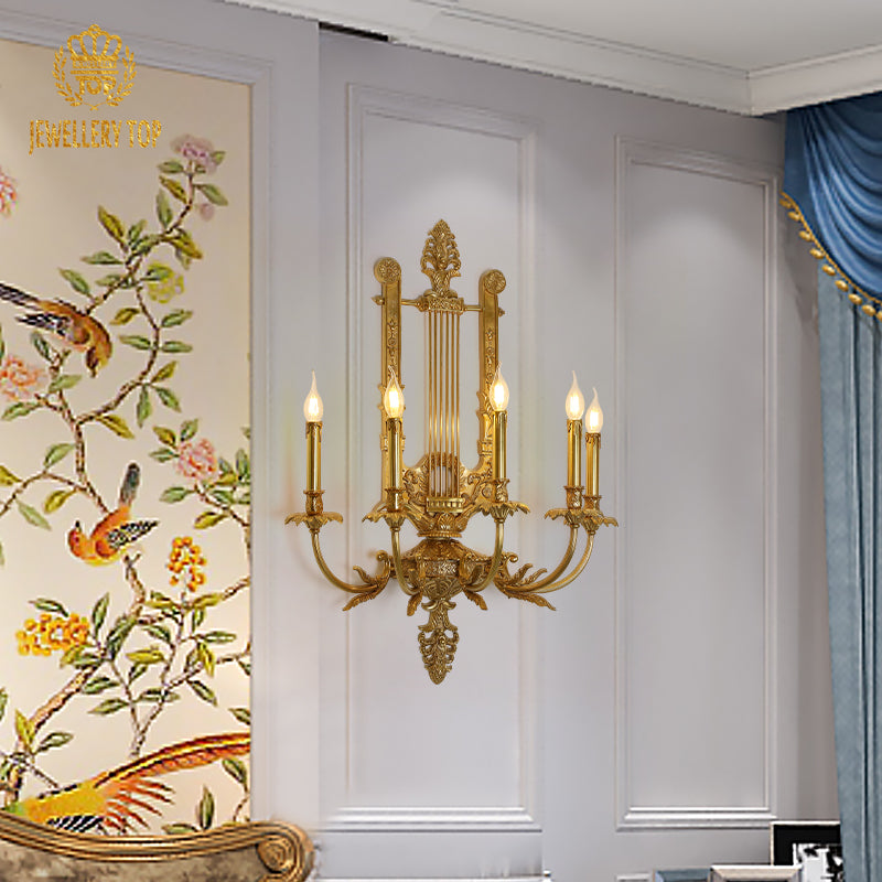 French Brass Wall Lamp - Jewellery Top Lighting