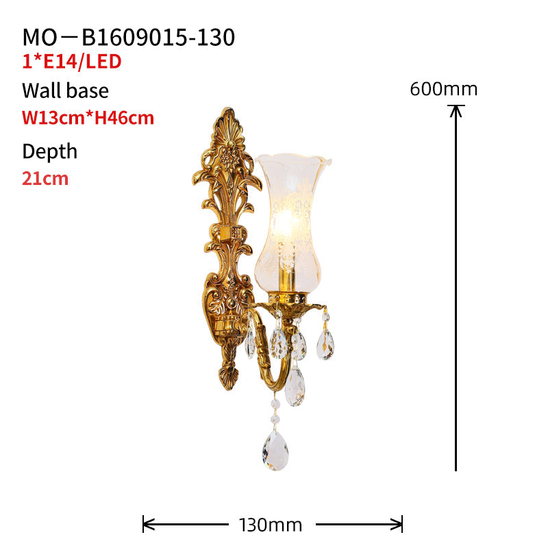 French Brass Wall Lamp - Jewellery Top Lighting