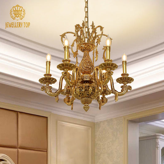 Georgian Antique Chandelier 6 Light - Jewellery Top Lighting