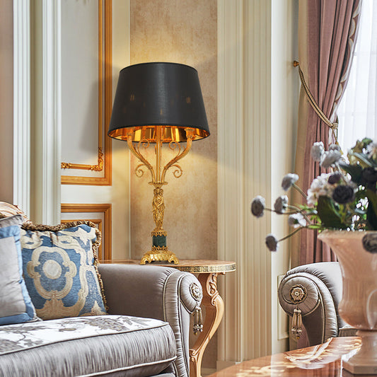 Classical scrolled brass arms of Hecate Trinity Antique Table Lamp