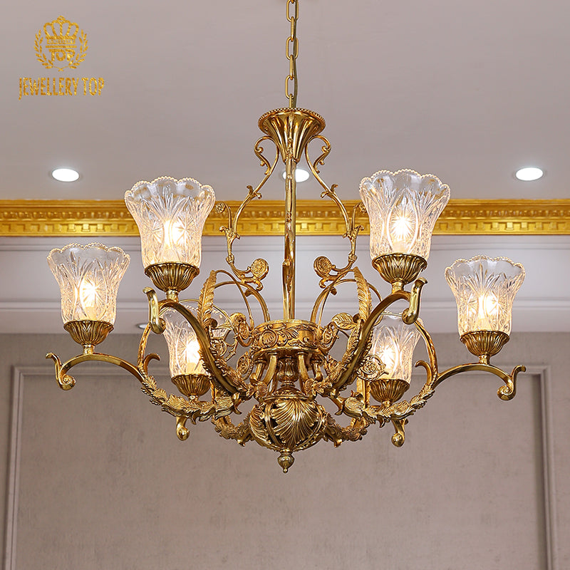 Exquisite brass structure showcasing vintage gold chandelier craftsmanship.