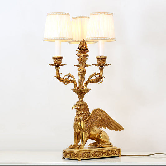 Imperial Heritage Bronze Antique Table Lamp showcasing its elegant fabric shade