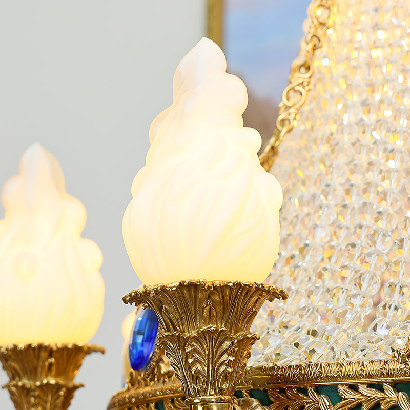 Tiered design of the baroque chandelier highlighting ornate structure