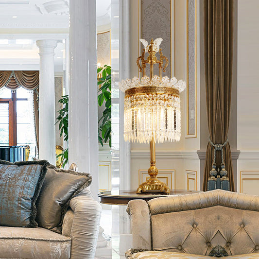 Decorative crystal prisms of the Lumina Aurora Crystal Table Lamp