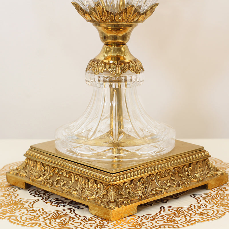Close-up of the brass detailing on the Luminous Heritage Vintage Table Lamp