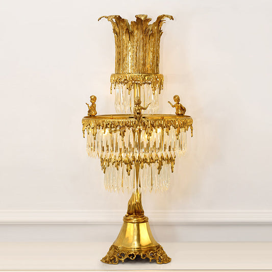 Majestic Crown Vintage Table Lamp illuminating a refined interior