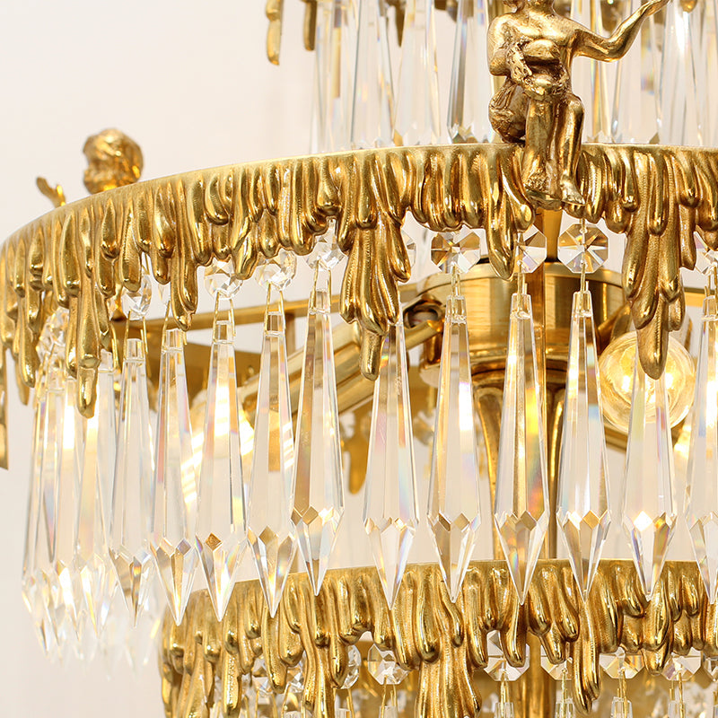 Detailed brass craftsmanship on the Majestic Crown Vintage Table Lamp