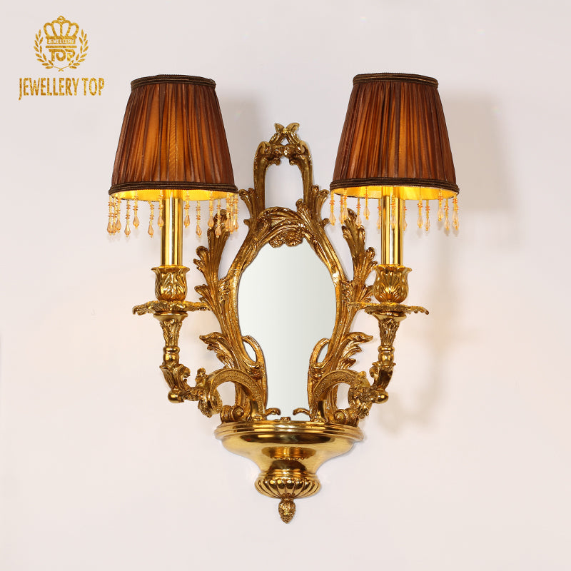 Mirror Brass Wall Lamp With Shade - Jewellery Top Lighting