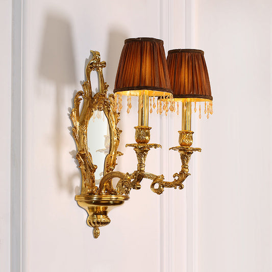 Mirror Brass Wall Lamp With Shade - Jewellery Top Lighting